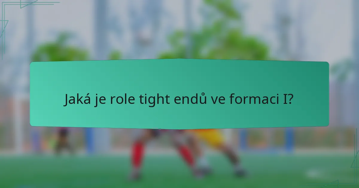 Jaká je role tight endů ve formaci I?