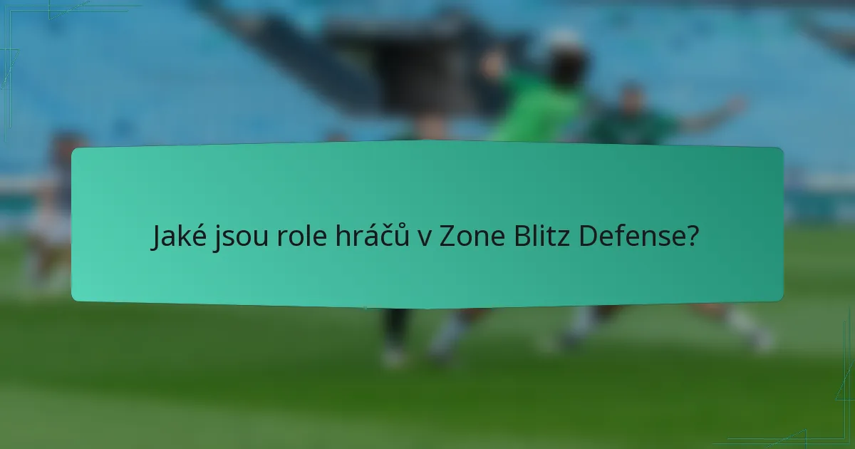 Jaké jsou role hráčů v Zone Blitz Defense?