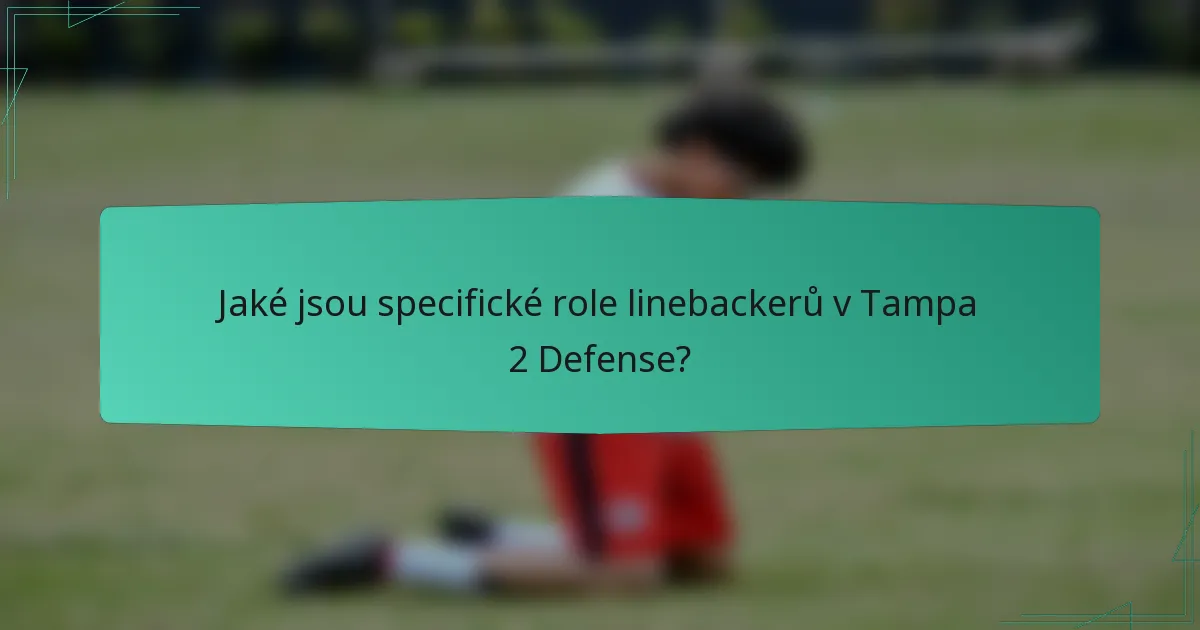 Jaké jsou specifické role linebackerů v Tampa 2 Defense?